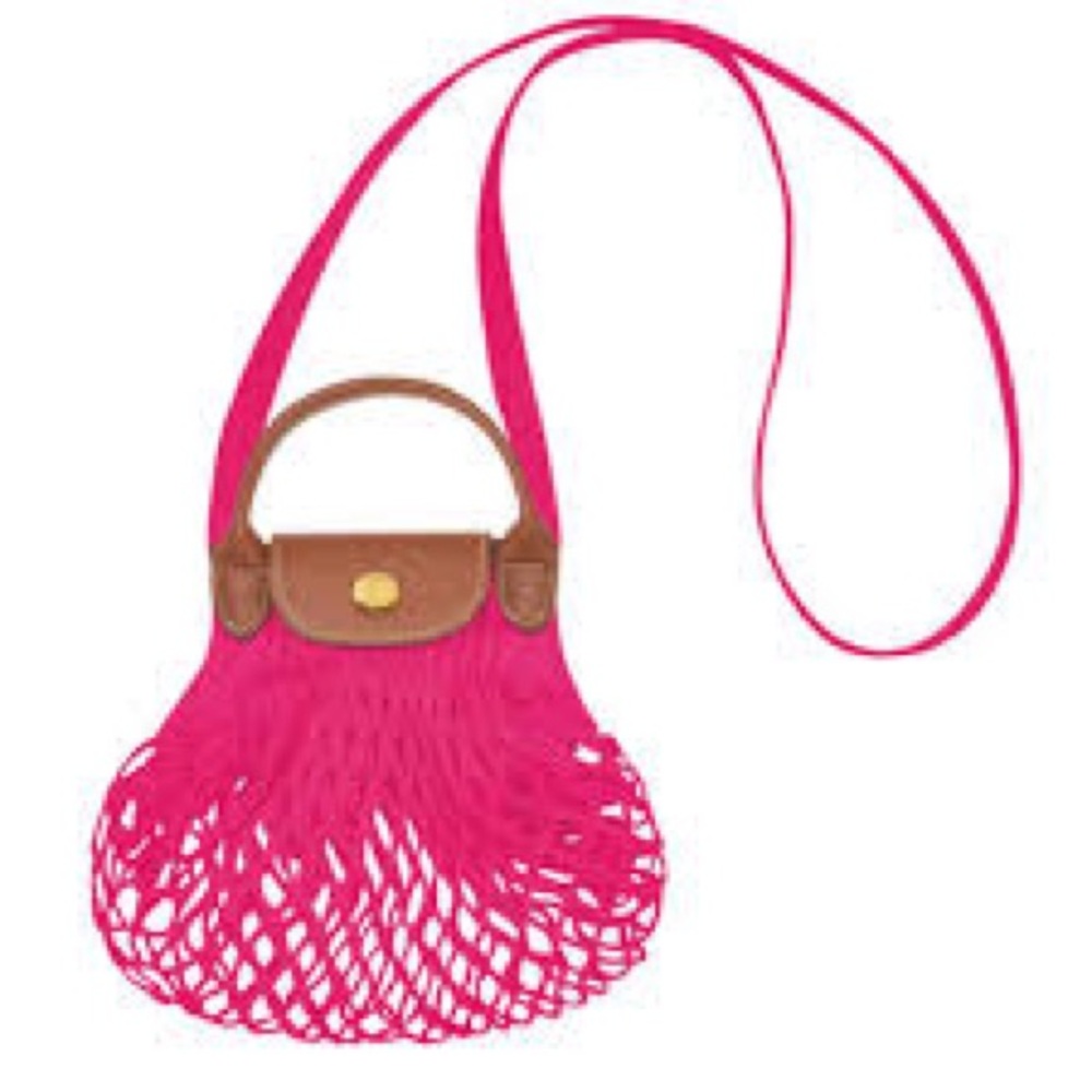 NWT Longchamp Le Pliage Filet Knit L Mesh Bag in Candy Pink - Picture 8 of 16